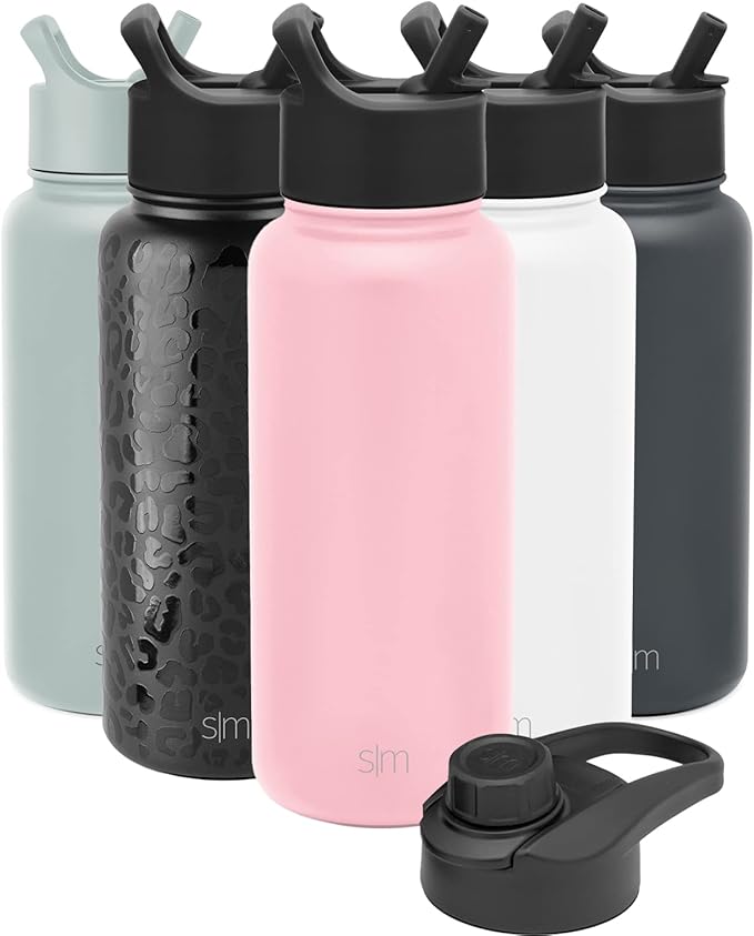 Simple Modern Water Bottle with Straw and Chug Lid Vacuum Insulated Stainless Steel Metal Thermos | Reusable Leak Proof BPA-Free Flask for Sports, Gym, Travel | Summit Collection | 32oz, Blush