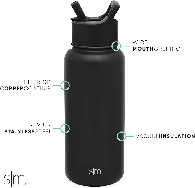 Simple Modern Officially Licensed Collegiate University Water Bottle with Straw lid Insulated Stainless Steel Thermos | Summit Collection | 32oz