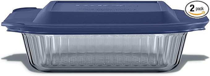 Pyrex Colors Tinted (8x8) Glass Baking Dish with BPA-Free Lid, Oblong Bakeware Glass Pan For Casserole & Lasagna, Dishwasher, Freezer, Microwave and Pre-Heated Oven Safe, Smoke