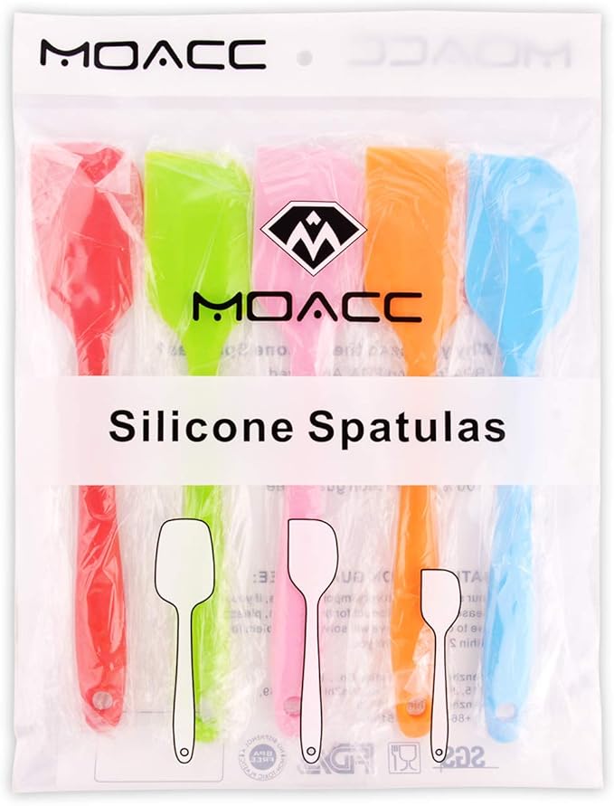 Silicone Spatulas, 8.5 inch Small Rubber Spatula Seamless One Piece Design Heat Resistant Non-Stick Flexible Scrapers Baking Mixing Tool (5 Pieces)