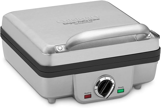 Cuisinart Belgian Waffle Maker with Pancake Plates, Nonstick Plates, 6 Browning Levels, Ready Indicator Lights, Temperature Control, Deep Waffle Pockets, WAF-300P1, Brushed Stainless