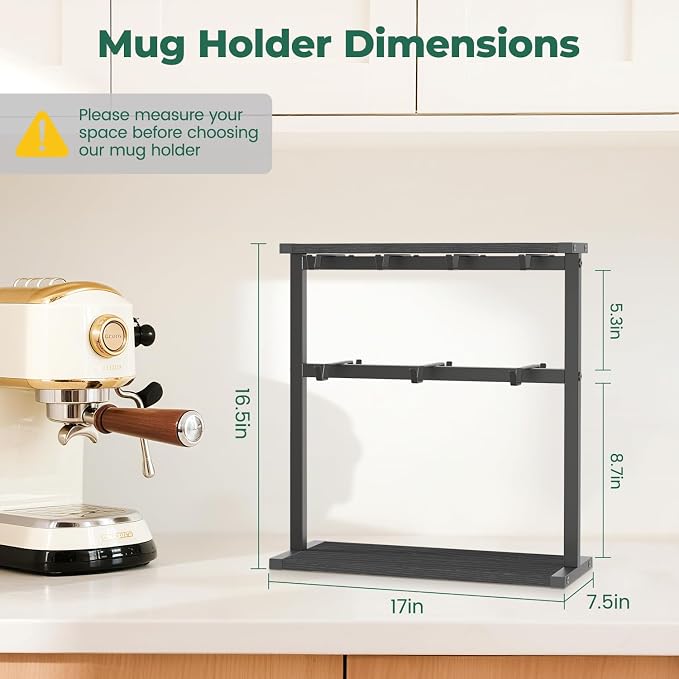 EsLuker.ly Coffee Mug Holder Cup Tree Rack - Image 2