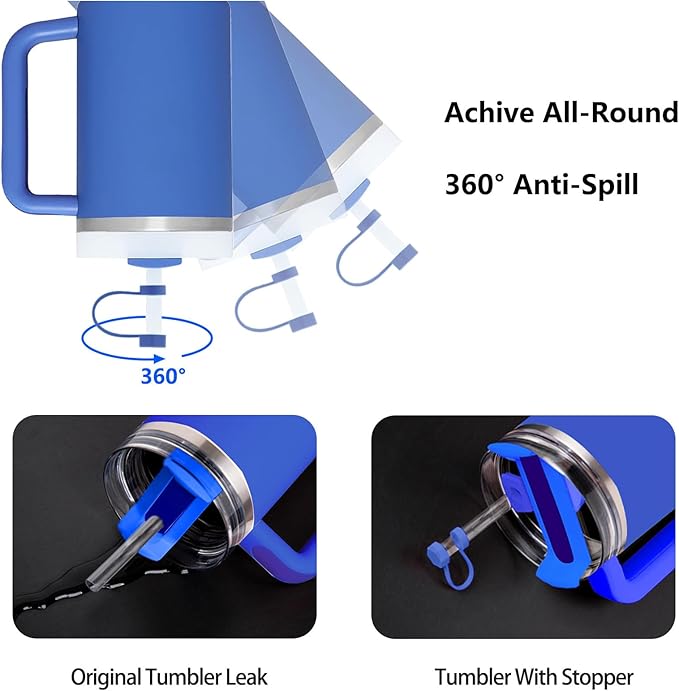 Silicone Spill Stopper Set Compatible with Stanley Cup 2.0 30oz & 40oz with Straw Cover, Set of 4