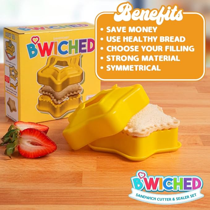 Sandwich Cutter and Sealer (Star) - Crustless Sandwich Maker - Great for Lunchbox and Bento Box - Boys and Girls Kids Lunch - Sandwich Cutters for Kids