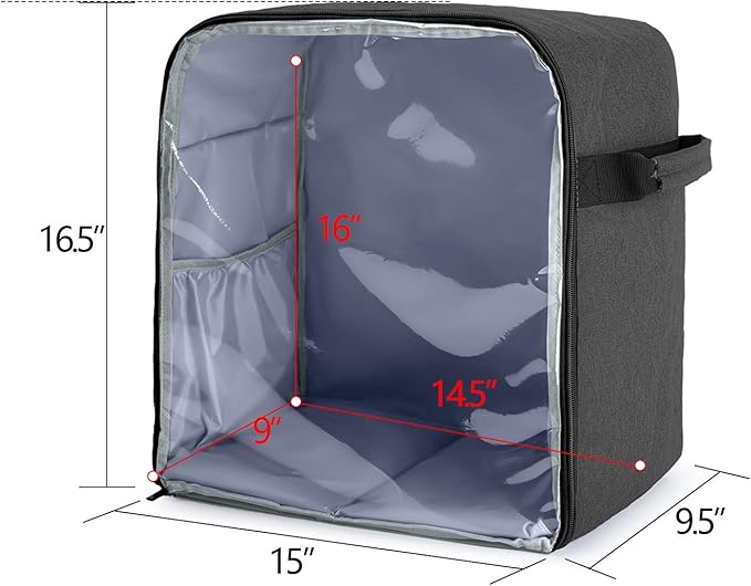 Luxja Dust Cover Compatible with 6-8 Quart KitchenAid Mixers (with a Bottom Padding Pad), Dust Cover (Clear Front Panel) for Stand Mixers and Extra Accessories, Black (Patented Design)