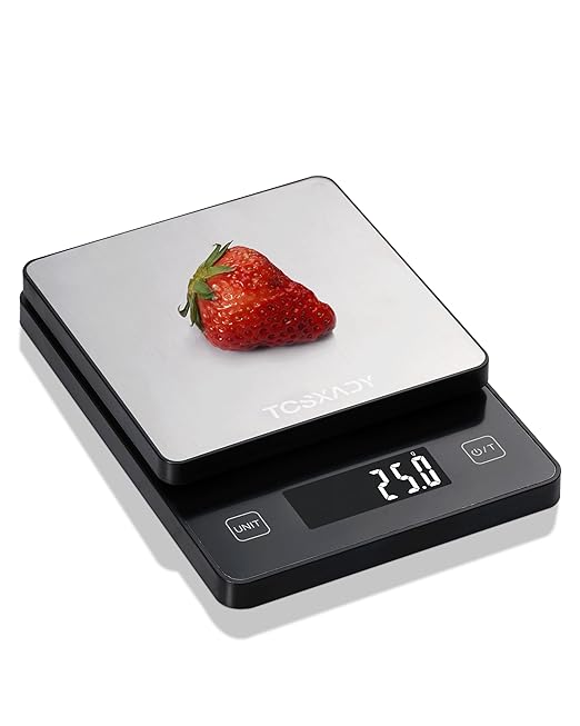 Food Scale 0.1g Precise Graduation,11lb Digital Kitchen Scale with 10 Units LCD Display and Tare Function, Compact Design for Baking, Healthy Cooking,Meal Prep, 304 Stainless Steel