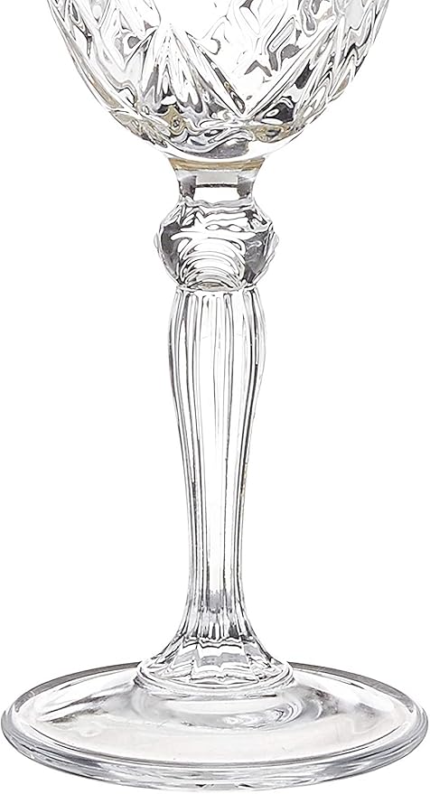 Lorren Home Trends Siena Collection Crystal White Wine Glass with Gold Band Design, Set of 4,6 fl oz