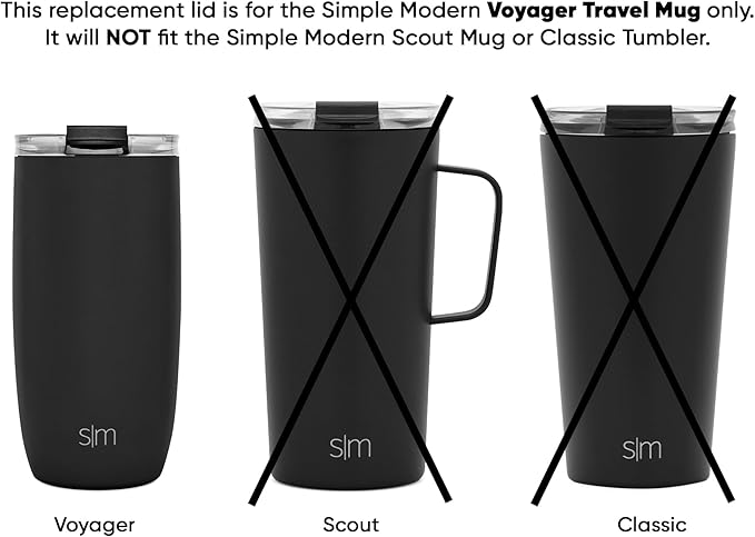 Simple Modern Voyager Tumbler Replacement Lid | Reusable Insulated Flip Lid | Clear