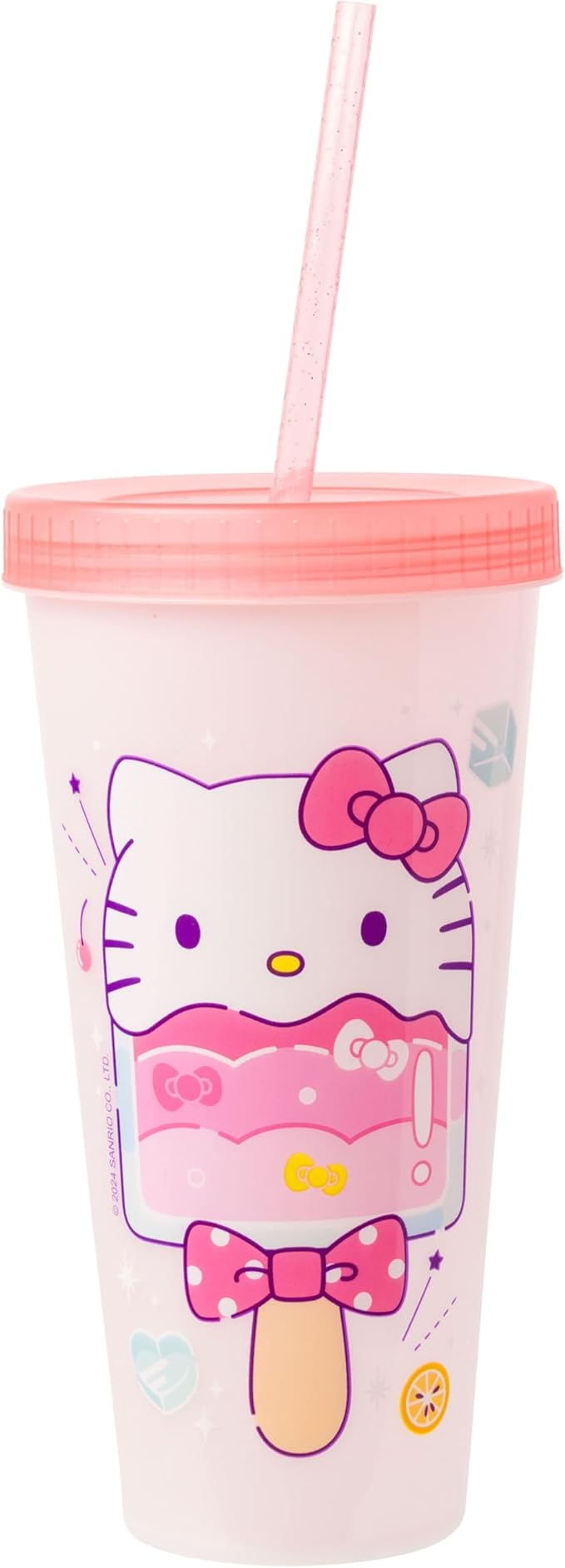Silver Buffalo Sanrio Hello Kitty and Friends 4 Pack Color Changing Plastic Tumblers Featuring Hello Kitty, My Melody, Badtz Maru, and Cinnamoroll, 24 Ounce