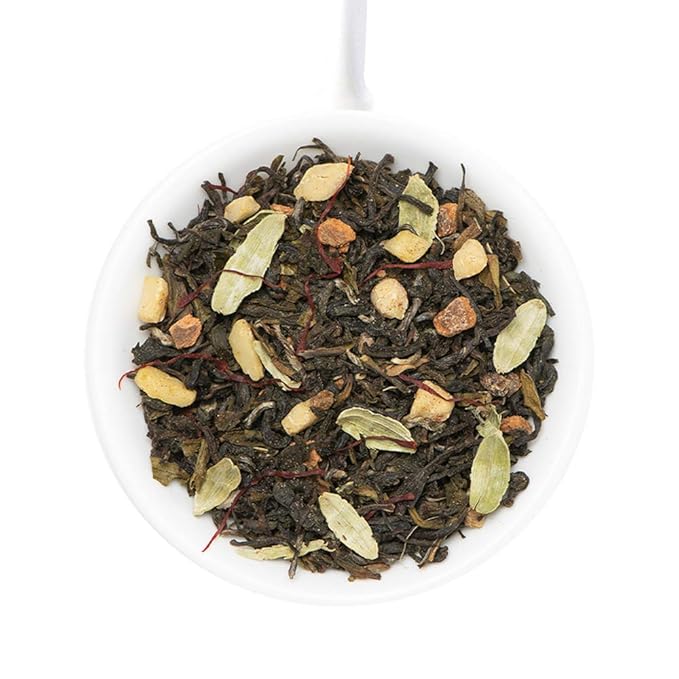 VAHDAM, Kashmiri Kahwa Tea (50 Cups/3.53oz) | Green Tea, Cinnamon, Cardamom, Almond & Saffron | Premium India Loose Leaf Tea | Vacuum Sealed for freshness