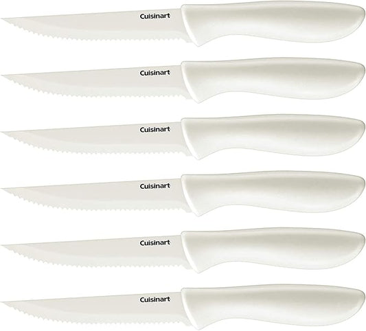 Cuisinart C55-6PCSW Advantage Color Collection 6-Piece Ceramic Coated Steak Knife Set, White