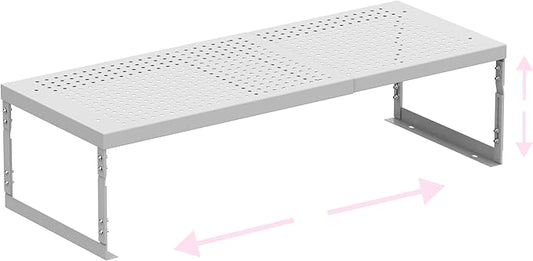 Stackable Expandable Metal Shelf Organizer - Adjustable Wire Storage Rack with Holes for Kitchen, Bathroom, Cabinet, Office - Space Saving, Durable & Sturdy Design（1PACK/Medium/White