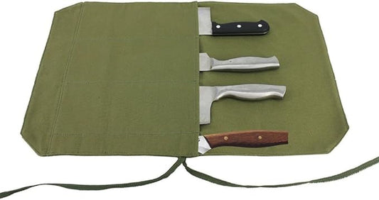 HERSENT Chef's Knife Roll Bag,Portable Travel Chef Knife Case Carrier Storage Bag with 4 Slots Best Gift for Pro Chef or Culinary Enthusiasts Men Women