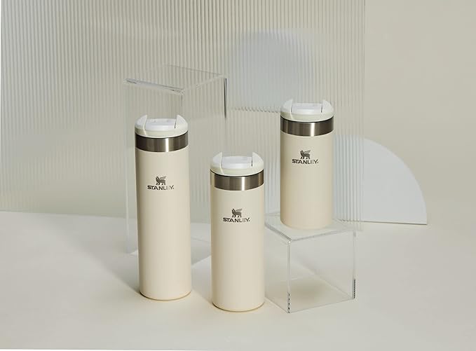 Stanley AeroLight Transit Bottle 16 oz | Locking Drink Through Lid | Leak Resistant Water Bottle or Coffee Travel Mug | Lightweight Insulated Stainless Steel | BPA-Free | Cream Glimmer