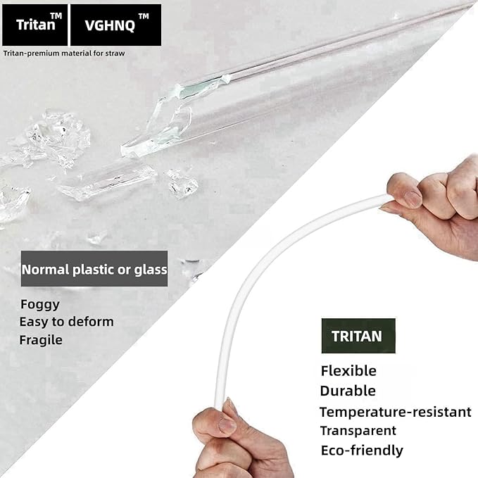 Straws for Stanley 40 oz Cup, Replacement Straw and Cute Straw Covers Compatible with Stanley Tumbler Straws, 6 Reusable Straws with 1 Cleaning Brush, Tritan, Clear