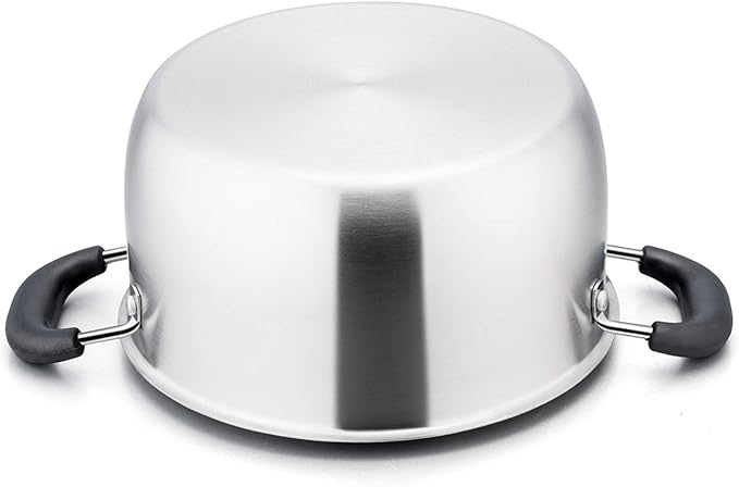 6 Quart Stock Pot with Lid, P&P CHEF Stainless Steel Cooking Pot Stockpot for Soup and Pasta, Heat-proof Handle & Glass Lid, Dishwasher Safe & Non Toxic
