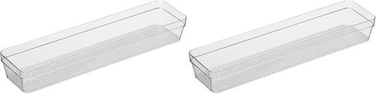 Oggi Clear Drawer Organizer | 3" X 12" | Pack of 2 | For Kitchen Drawers