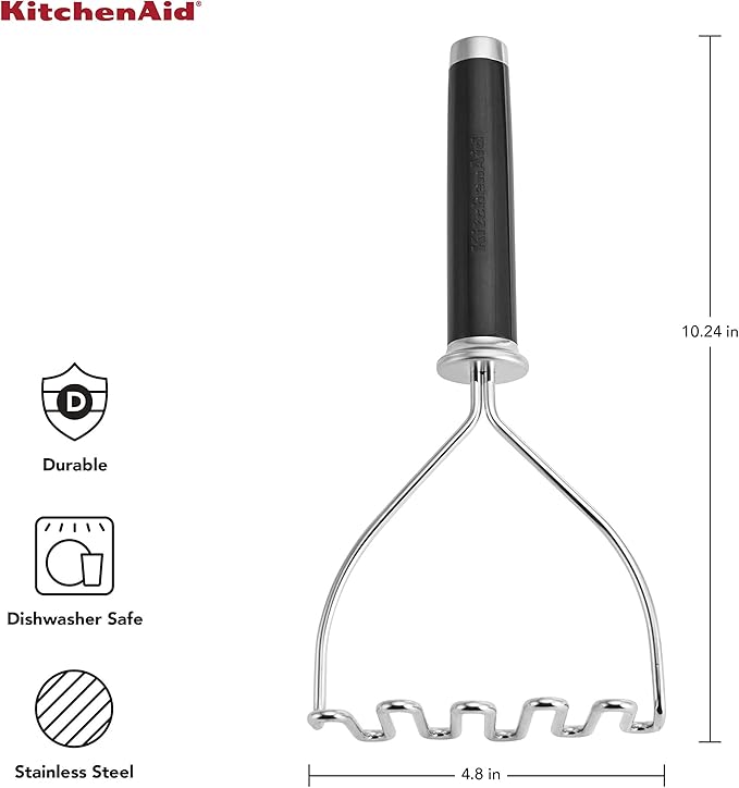 KitchenAid Gourmet Stainless Steel Wire Masher, 10.24-Inch, Black
