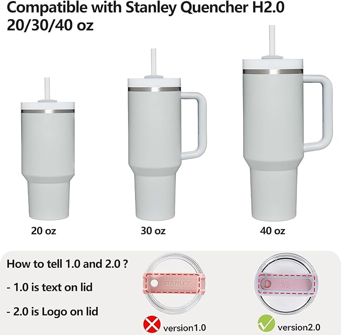 Silicone Spill Stopper Set Compatible with Stanley Cup 2.0 30oz & 40oz with Straw Cover (Set of 2, Fog)