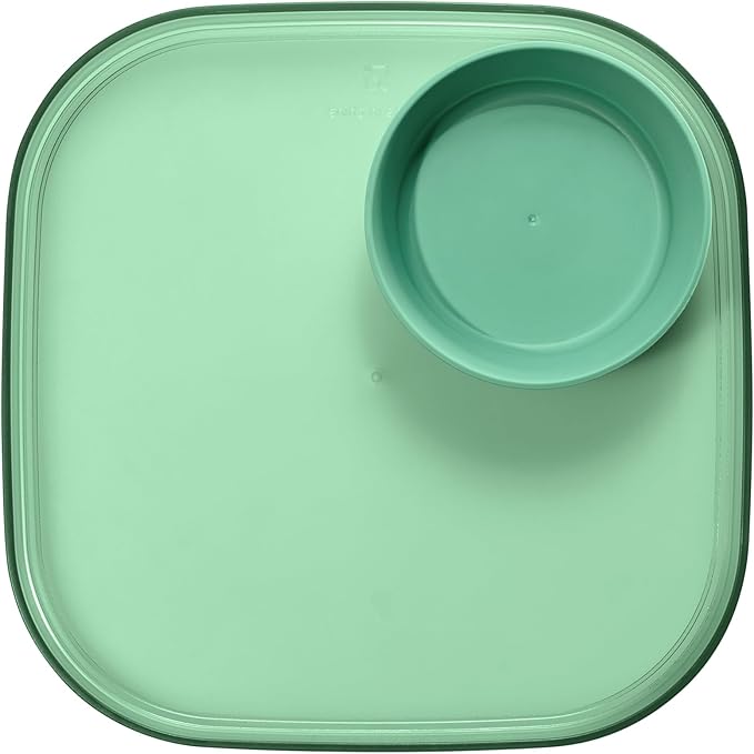 Madesmart Dipware Reusable Dining Plate/Serving Tray for Appetizers and Snacks, Food-Safe Appetizer Serving Platter with Removable Dip Bowl, Sage