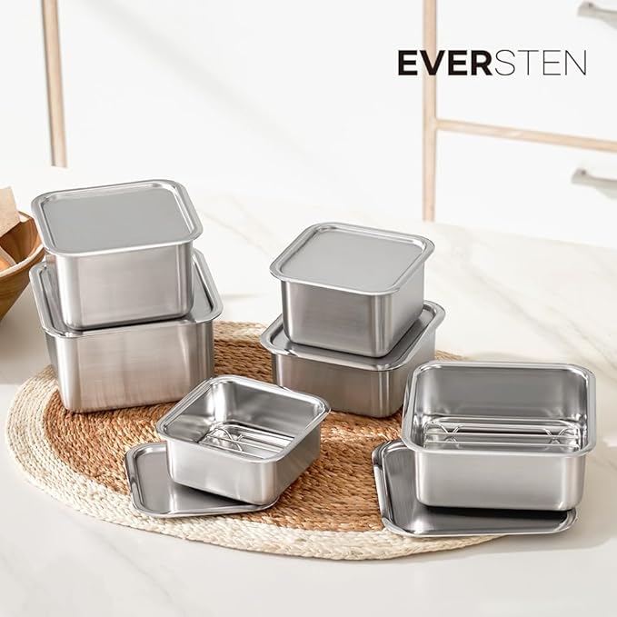 CuBE 6PCS Set Stainless Steel Food Storage Containers With Lids with 3 Net Kitchen Appliances Dishwasher Safe Premium South Korea