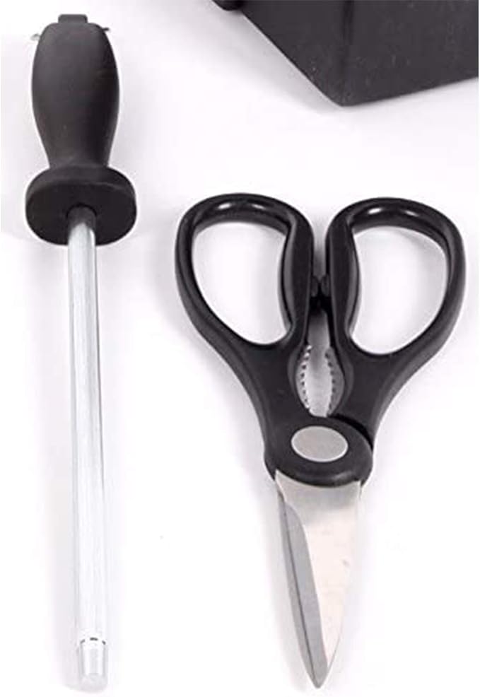 Oster Baldwyn High-Carbon Stainless Steel Kitchen Knife Cutlery Block Set, 22-Piece, Brushed Satin