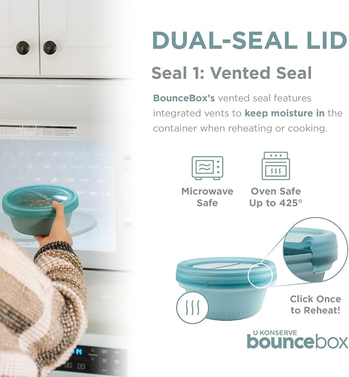 U Konserve Platinum Silicone Food Storage Bento Box Dual Seal Container - Leak Proof, Shatter Proof, Dishwasher Safe, Plastic Free - 20oz (Seafoam)