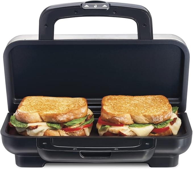 Proctor Silex Deluxe Hot Sandwich Maker, Nonstick Plates, Stainless Steel & 4 Slice Toaster, Cool-Touch Walls, Shade Selector, Toast Boost, Auto Shut-off and Cancel Button, Black