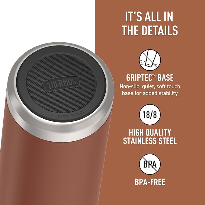 THERMOS ICON SERIES Stainless Steel Water Bottle with Spout - 24 Ounce, Saddle - Vacuum Insulated Water Bottle with Lid