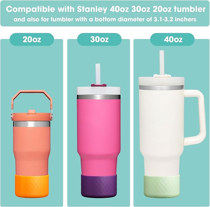 Upgrade 2PCS Protective Silicone Boot Bumper for Stanley Quencher Adventure 40oz 30oz IceFlow 20oz 30oz Tumbler, Water Bottle Bottom Sleeve Cover Accessories for Stanley Mug Cup(Brown Green)
