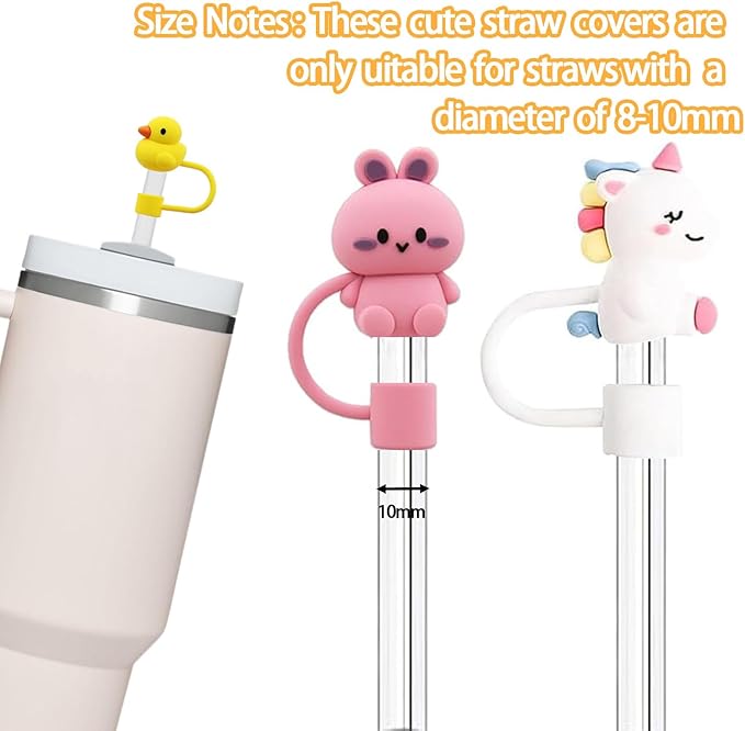 8S Straw Cover for Stanley Cup, Silicone Straw Topper for Stanley Cup 30&40oz with Tumblers, 10mm 0.4in Lid Accessories (Reusable)