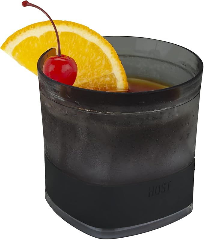 Host Freeze Cooling cup, Old Fashioned Glass with Silicone band for Bourbon, Scotch, and Whiskey, whisky gifts for men, Set of 1, Smoke