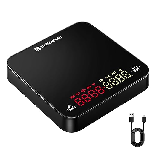Mini Coffee Scale with Timer,Rechargeable Espresso Scale,2kg/0.1g Precision Scale for Espresso and Pour-Over Coffee, Portable Digital Kitchen Scale with Automatic Timing,Black