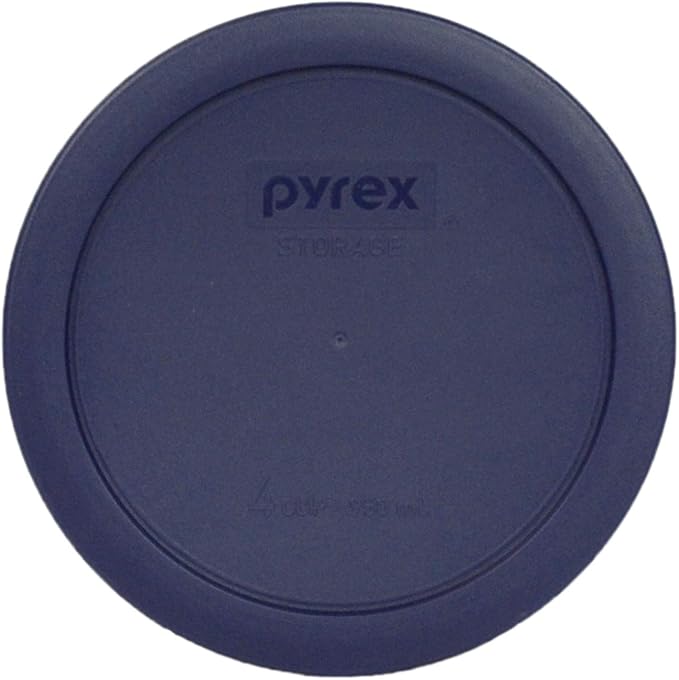 Pyrex 7201-PC 4-Cup Dark Blue Round Replacement Lids - 3 pack - Original Genuine Pyrex - Made in the USA