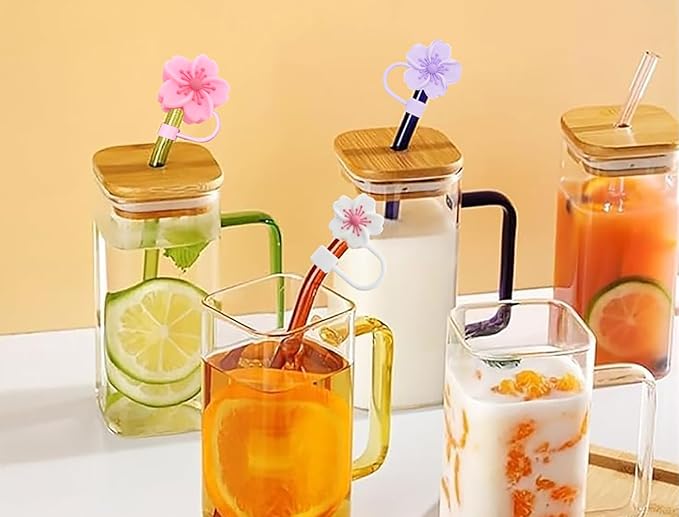 Silicone Straw Caps for 10mm Tumblers | Reusable Dust-Proof Straw Toppers Compatible with Stanley 30oz & 40oz Tumblers (Purple Flower 3pc)