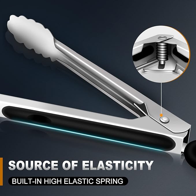 Kitchen Tongs - 9" and 12" Tongs for cooking, Heat Resistant 600 Degrees Stainless Steel Metal Tong and Non-Slip Handle - Perfect for Cooking, Salad and BBQ, Set of 2