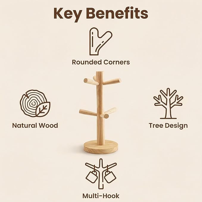 Elandy Wooden Mug Holder Tree - Image 3