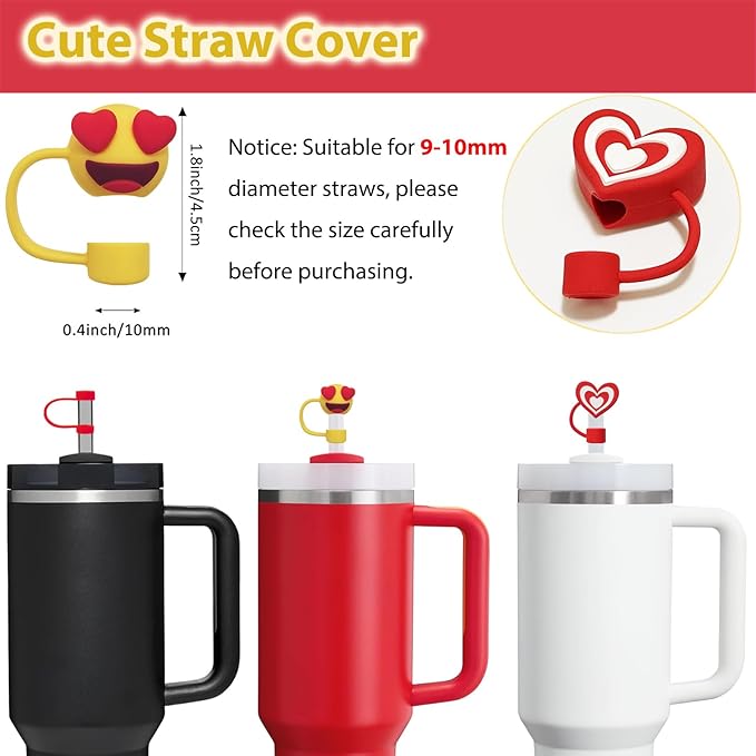 Stanley Cup Accessories Set Including 6 Pcs Silicone Spill Proof Stopper, 2 Pcs Straw Cover Cap for 9-10 mm Straws, 1 Pcs Silicone Boot for Stanley Cup 40oz & 30oz Tumbler (Chili)