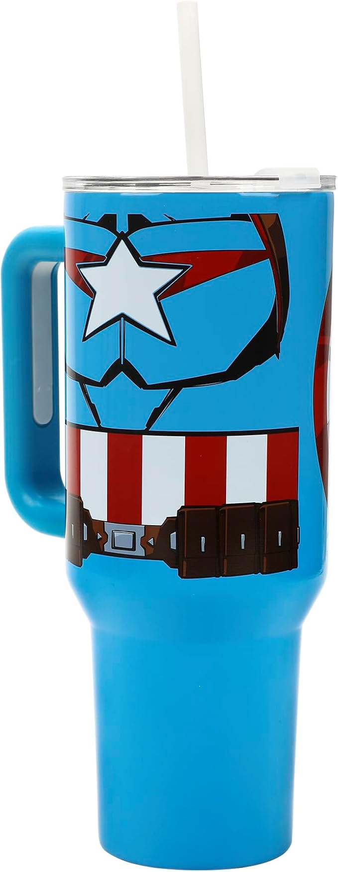 Bioworld Marvel Captain America Costume & Shield Blue 40 Oz Stainless Steel Tumbler