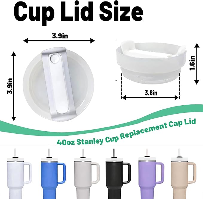 40 OZ Tumbler Lid Replacement Fit for Stanley Cup, 2 Pack Clear Replacement Lids Fit for Stanley Travel Tumbler, Spill Proof Tumbler Covers for Stanley Cup Accessories (Opaque - White)