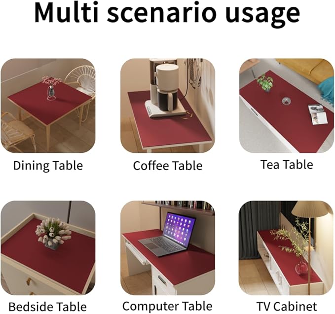 Leather Dresser Cover,1.8mm Thick,14x78 Inch,Dresser Protector Top,Dresser Top Protector,Dresser Cover Top,Dresser Top Cover,Dresser Cover Top for Bedroom.(Black+Wine Red,14x78)