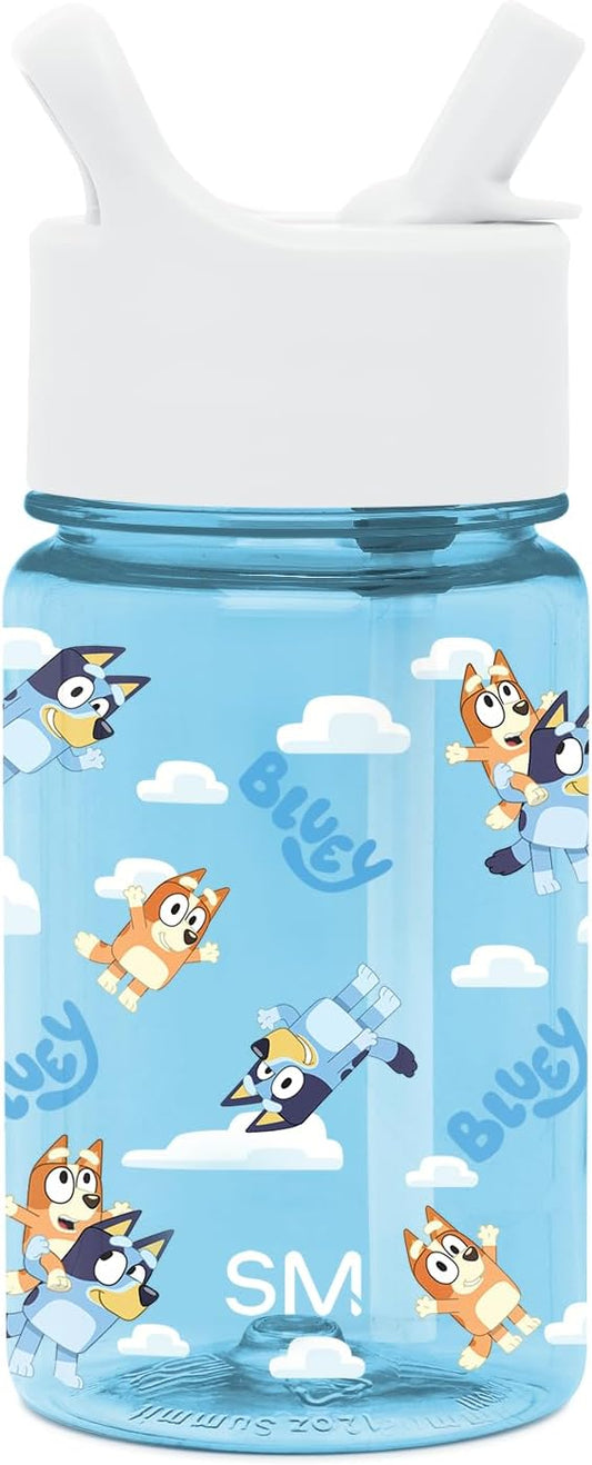 Simple Modern Bluey Kids Water Bottle Plastic BPA-Free Tritan Cup with Leak Proof Straw Lid | Reusable and Durable for Toddlers, Girls and Boys | Summit Collection | 12oz, Sky