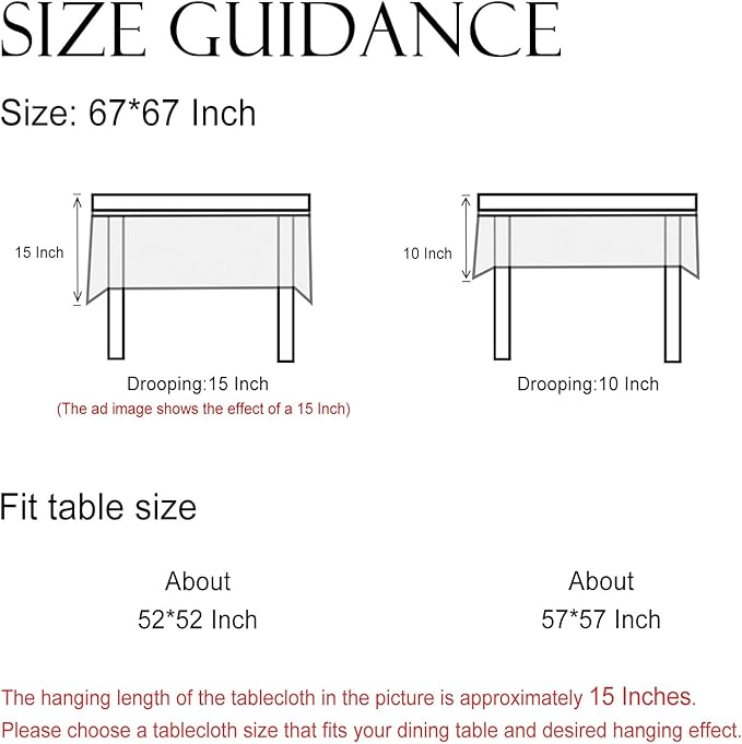 ISAENNE Designer French Square Tablecloth,Linen Orange Floral Pattern Indoor Table Cloth,Wrinkle Resistant Decor Table Cloth for Dining Thanksgiving Kitchen Party,67"*67"-Alvarado D