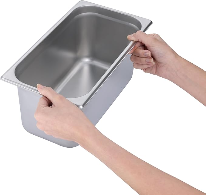 BIRDROCK HOME Stainless Steel Steam Table Pan - Hotel, Restaurant & Catering Supplies - 24 Gauge Steel, 6.2 qt Capacity - Meal Prep, Cooking, &Food Storage Container - 6" Depth, 1/3-Size (6 Pack)