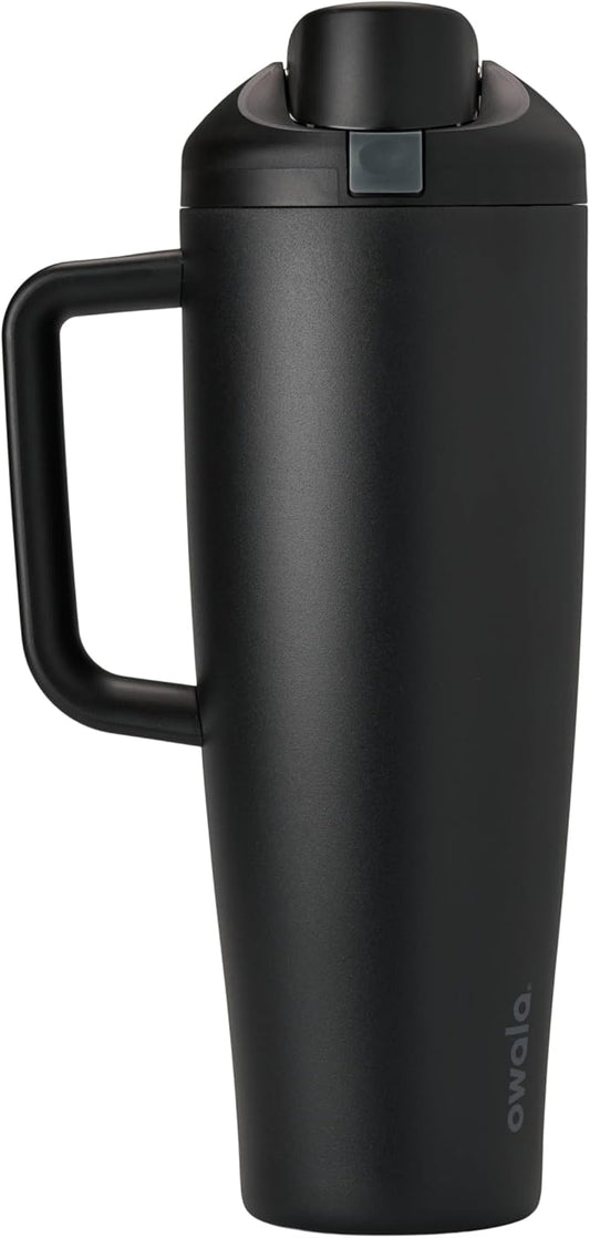 Owala FreeSip Tumbler Insulated Stainless Steel Water Bottle with Built-in Straw and Side Handle, For Travel, Work, School, and Sports, 40oz, BPA Free, Leak Proof, Very, Very Dark (Pack of 6)