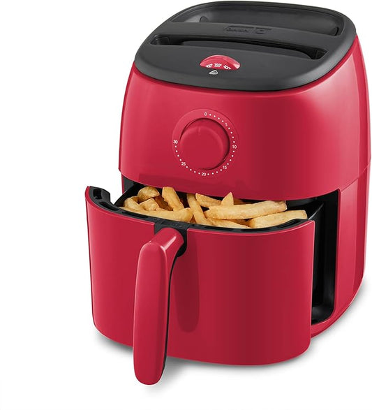 DASH Tasti-Crisp™ Electric Air Fryer Oven, 2.6 Qt., Red – Compact Air Fryer for Healthier Food in Minutes, Ideal for Small Spaces - Auto Shut Off, Analog, 1000-Watt