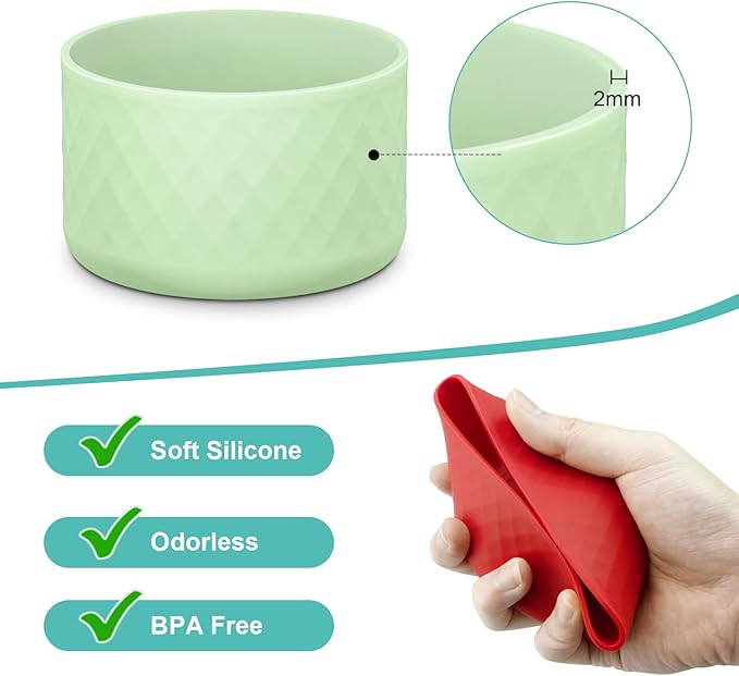 Upgrade 2PCS Protective Silicone Boot Bumper for Stanley Quencher Adventure 40oz 30oz IceFlow 20oz 30oz Tumbler, Water Bottle Bottom Sleeve Cover Accessories for Stanley Mug Cup(Light Green)
