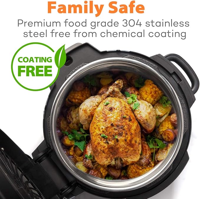Sicheer Stainless Steel Inner Pot Replacement Insert Liner Accessory Compatible with Ninja Foodi 6.5 Quart