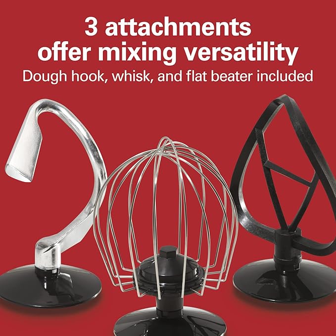 Hamilton Beach 6 Speed Electric Stand Mixer with Stainless Steel 3.5 Quart Bowl, Planetary Mixing, Tilt-Up Head, 300W Motor, Black (63326)