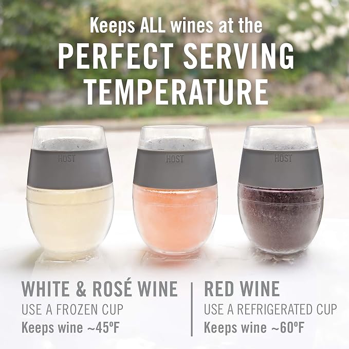 Host Wine Freeze Cup with Lid, Double Wall Insulated, Cooling Freezable Drink with Gel, Glasses for Red and White Wine, 8.5 oz, Set of 2, Mint